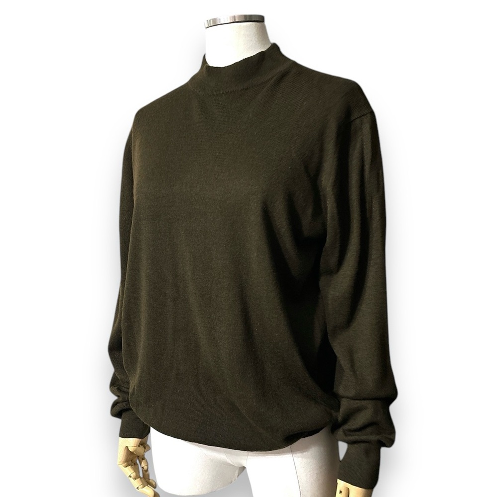 RODIER Dark Brown Mock Neck Wool Fine Knit Sweater VINTAGE